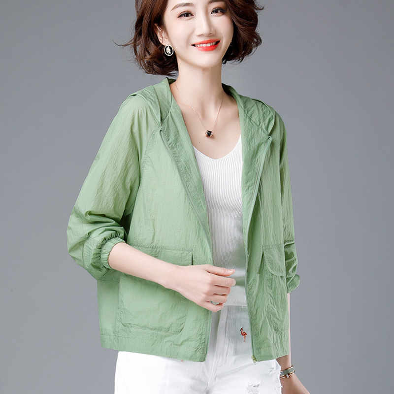 Summer Lightweight Sun Protection Coat Women Zipper Up Hooded Casual Jackets Woman Loose Pocket Long Sleeve Sunscreen Coats: XXL / Burgundy