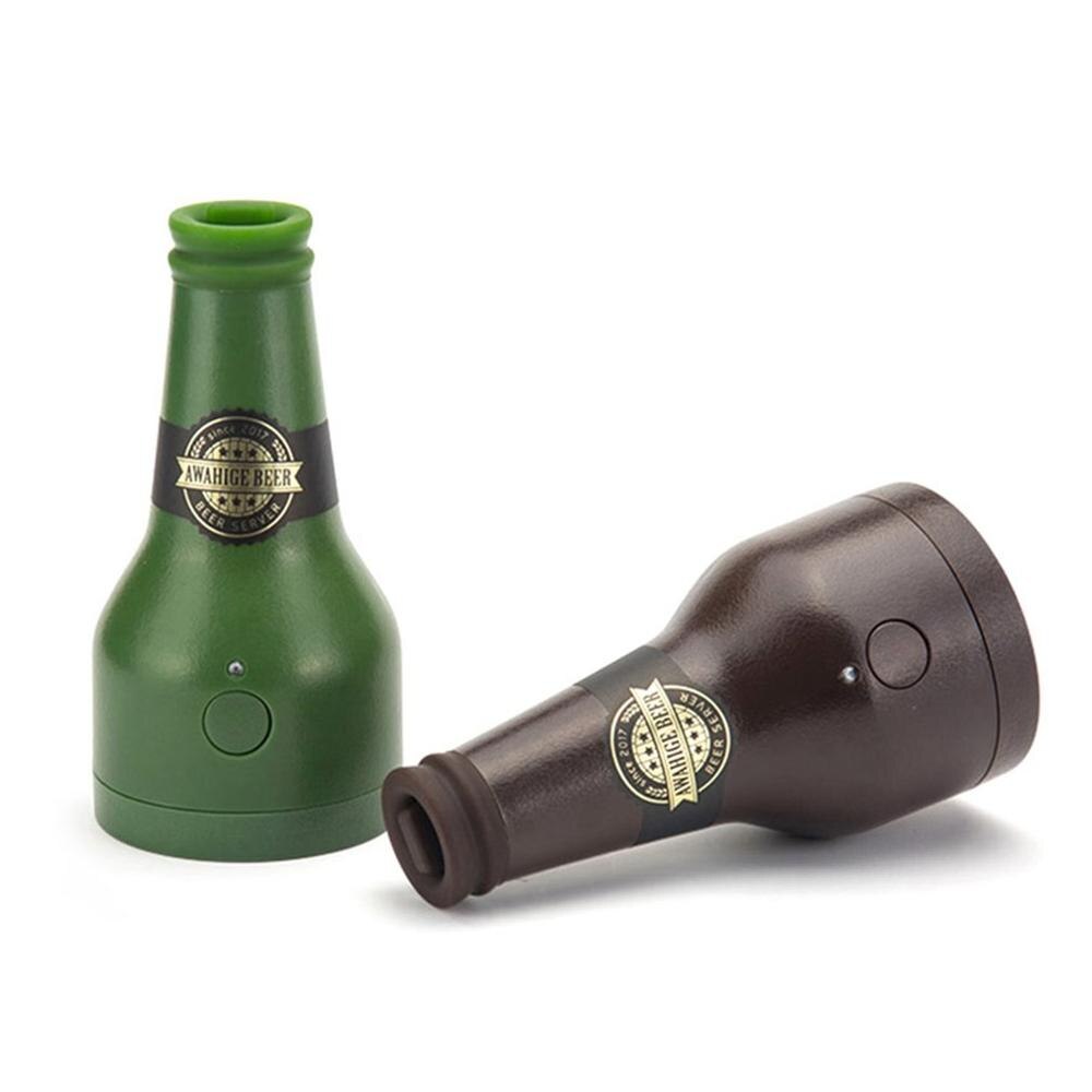 Ultrasonic Beer Foamer Bottle Shape Foam Maker Portable Outdoor Party Beer Bubbler For Canned Bottled Beer Green