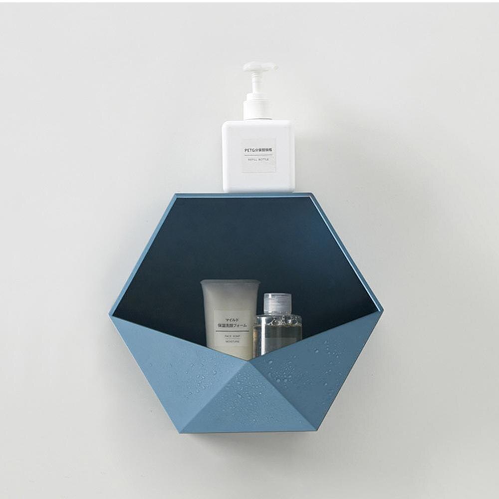 Nordique salon mural géométrique sans poinçon décoration murale salle de bain étagère salon décoration hexagone étagère de rangement