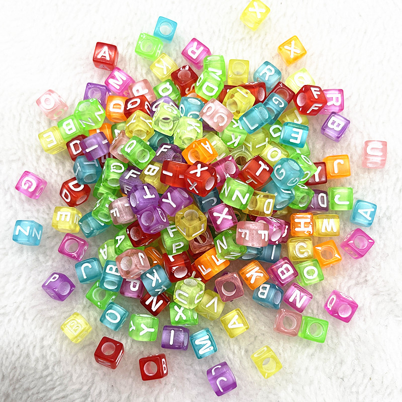 100 Uds 7x4mm 6x6mm cuentas de letras del alfabeto mezcladas cuentas para hacer joyería Diy accesorios de pulseras hechas a mano: Castaño