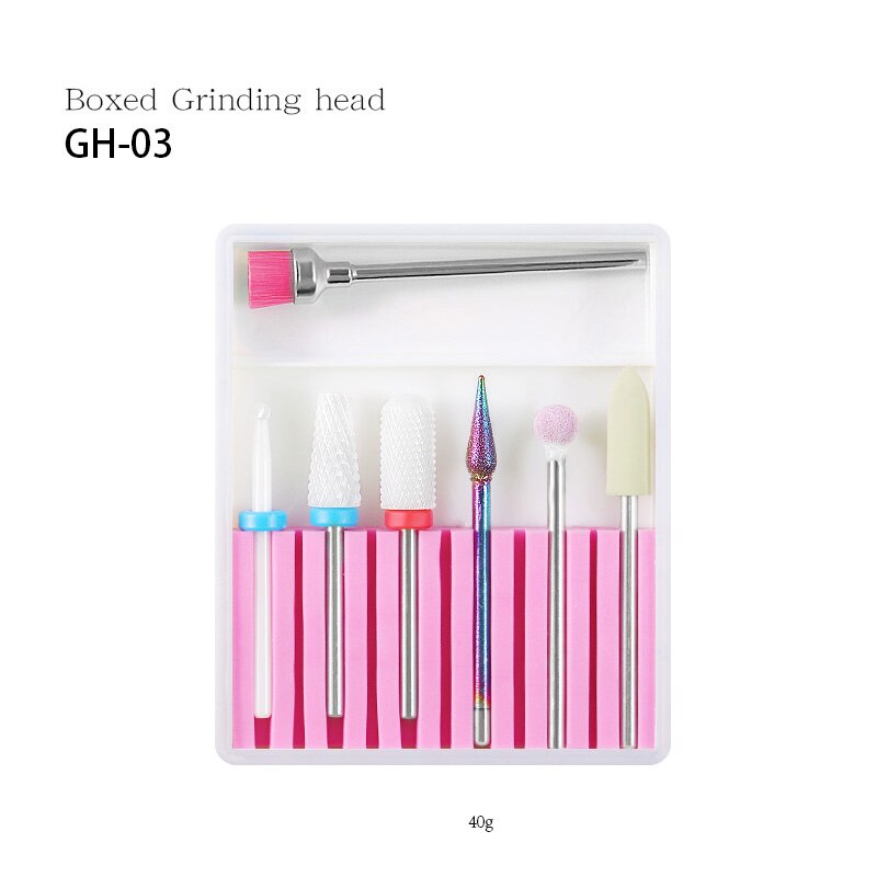 7PCS Ceramic Diamond Nail Drill Bits Set Milling Cutter Set Manicure Rotary Burr Clean Bits Electric Machine Accessory Nail File: GH 03
