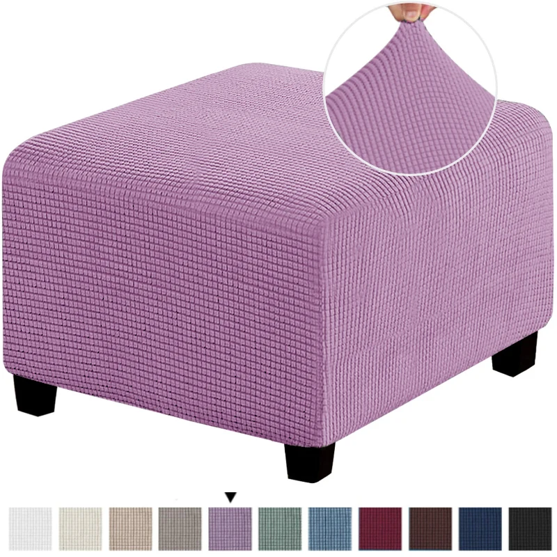 Vierkante voetenbank hoes stretch polar fleece poef hoes bank voetsteun kruk hoes voor woonkamer meubilair beschermhoes: plum / 60*180cm