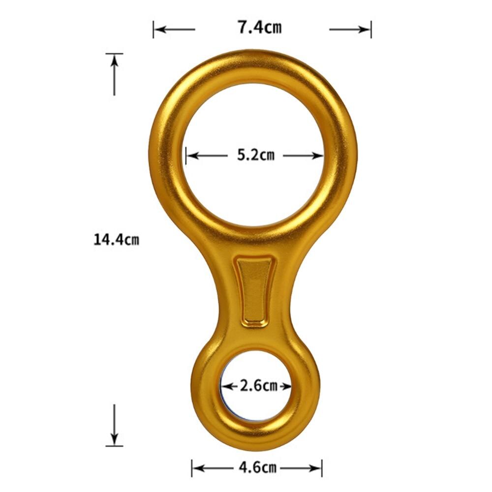 Udendørs aluminiumslegering klatring 8 ord løkke 30kn løfte ring nedstigning reb ring udstyr rigging rappelling udstyr: Guld