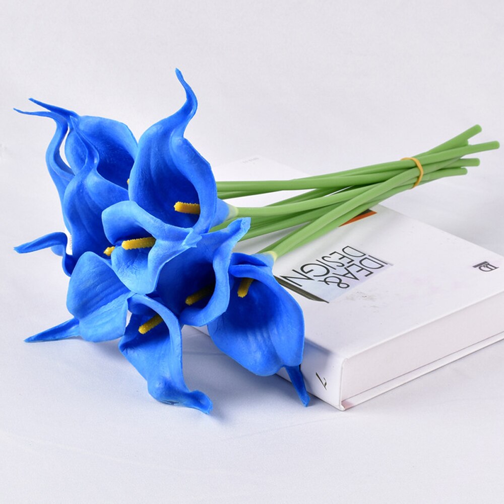 10 Pcs Kunstmatige Bloem Calla Bloem Nep Bos Bruiloft Valentijnsdag Home Grave Outdoor Bloemen Boeket Woondecoratie: royal blue