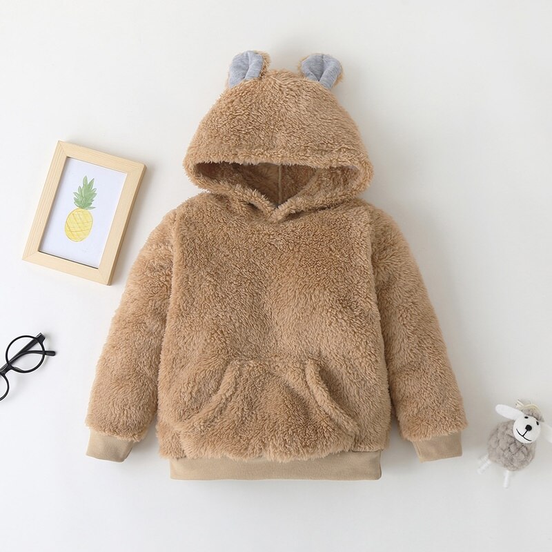 Ropa de invierno para bebés, ropa de invierno para niños, Sudadera con capucha de oso de dibujos animados, abrigo de invierno de manga larga para bebés, chaqueta cálida para niños de 1 a 6 años: 80-24M