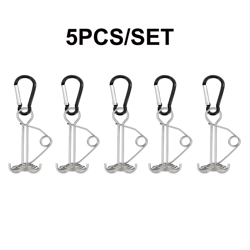 Kołek do pokładu ośmiornicy w kształcie spirali z karabińczykiem, klamry do liny wiatrowej, paliki do namiotu, kołek do deski sprężynowej, 5 szt., 10 szt.: Jasne