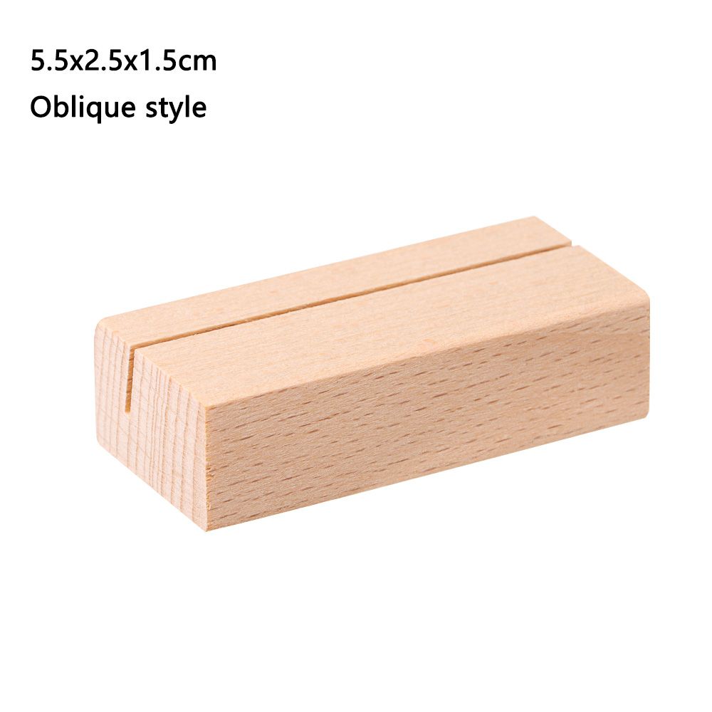 Wooden Business Card Holder Rectangle Wood Block Photo Picture Stand Wedding Party Table Name Number Clips Desktop Menu Holder: 5.5x2.5x1.5cm-E