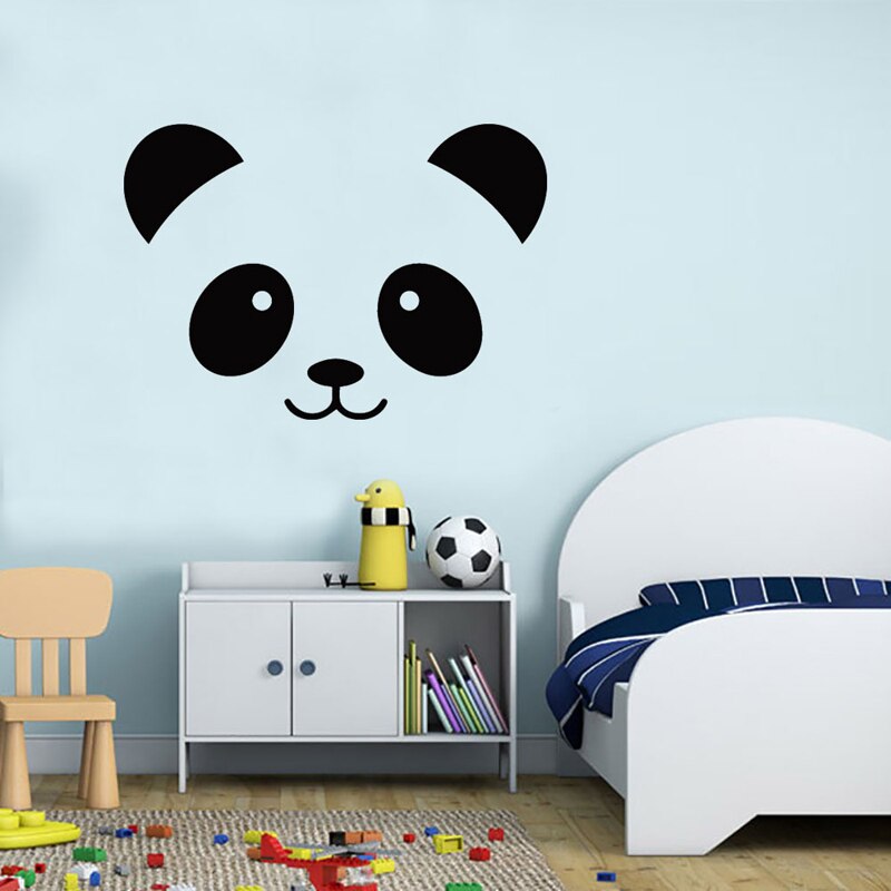 Cartoon Panda smiley gezicht Muursticker voor kinderkamer slaapkamer decoratie Decals behang mooie huis stickers Muurschildering