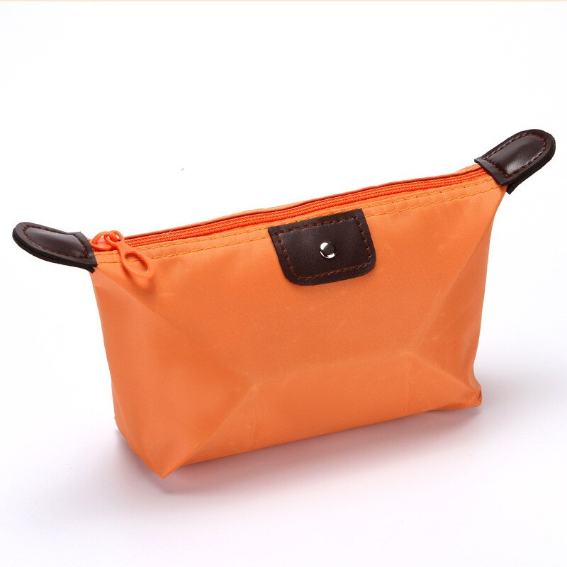 Cute Women Cosmetic Bag Waterproof Travel Toiletry Make Up Pouch Clutch Handbag Purses Case for Cosmetics Makeup Bag Organizer: Orange