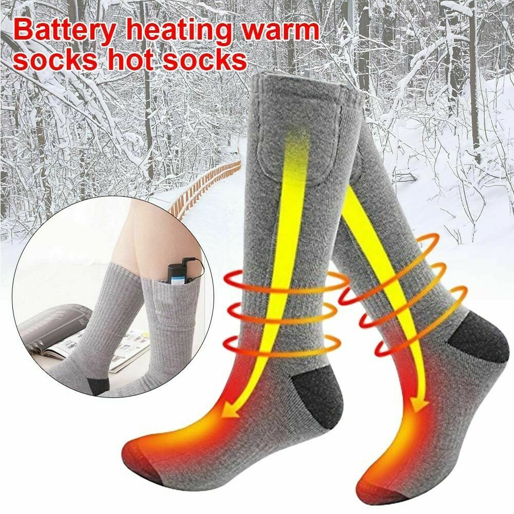 Unisex elektrische sokken met batterijverwarming, waterdichte handschoenen, thermische kousen, winterverwarming voor fietsen, skiën, warmere voeten en handen: Goud