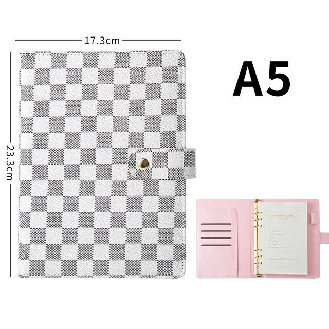 A5 Custom Ring Binder School Dagboek Organisator Planner Agenda Notebooks Lederen Waterdichte Notepad Kantoorbenodigdheden: Black and white