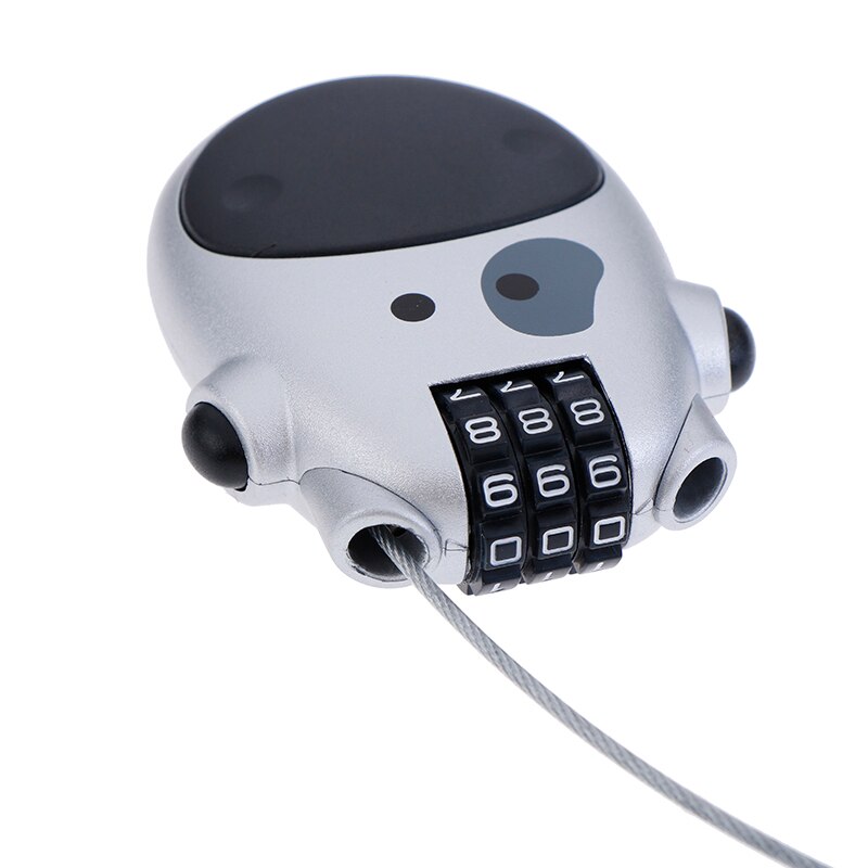 1Pc Cartoon Koe Wachtwoord Hangslot Bagage Metalen Slot Intrekbare Bike Motorhelm Lock Zwart Zilver