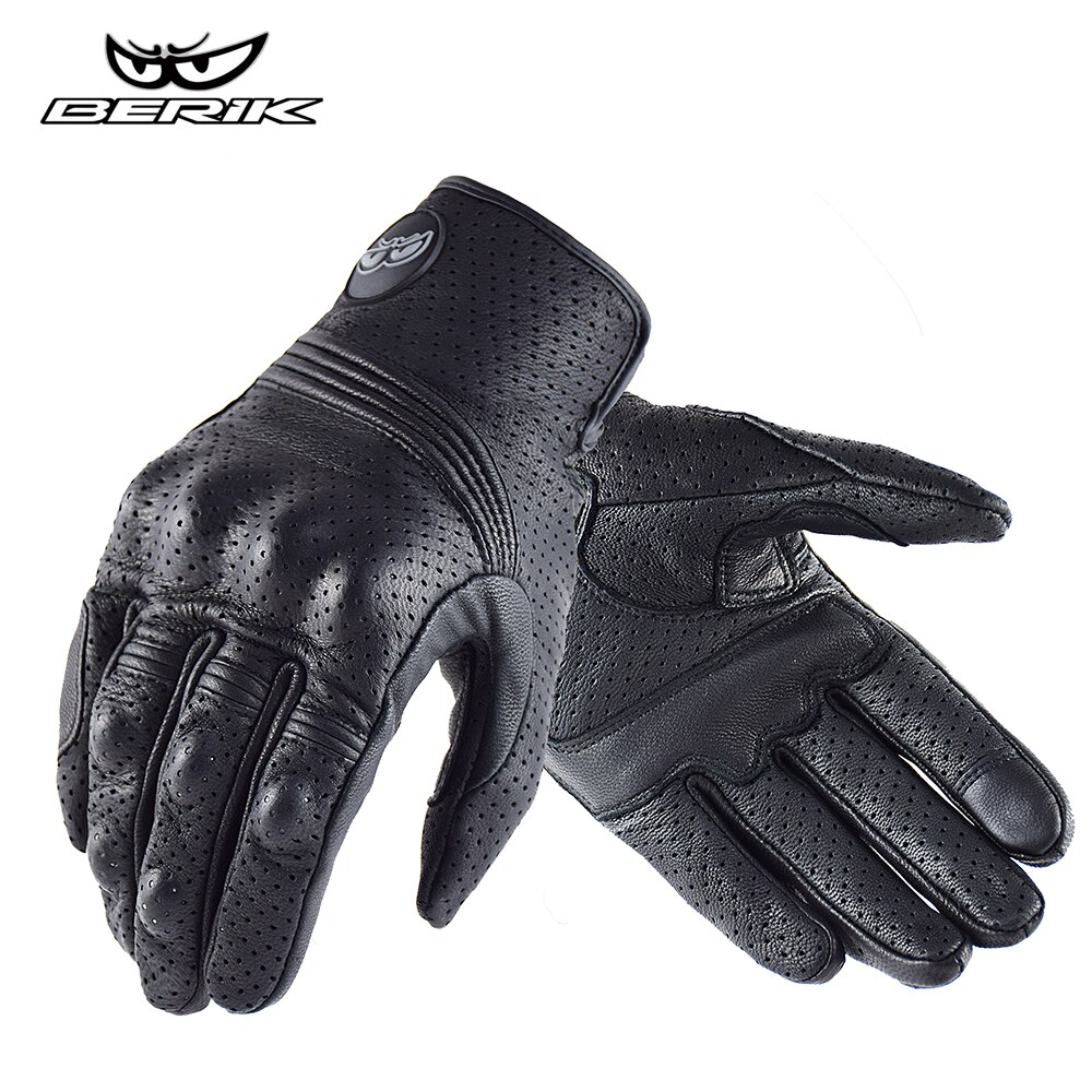 Berik Motorhandschoenen Mannen Touch Screen Lederen Elektrische Fiets Handschoen Fietsen Volledige Vinger Motorbike Moto Bike Motocross Luvas: Perforated / Xxl