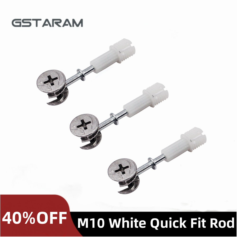 L 51Mm Garderobekast Meubelconnector Verdikte Excentrische Wielschroefbevestigingsmiddel M10 Witte Snelpasstang 2 In 1 Schroefset