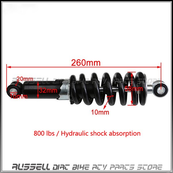Motorcycle Hydraulic Shock Absorber Suspension 240mm 250mm 260mm 270mm 290mm for Cross Dirt Bike ATV QUAD Accessories Motocross: 260mm