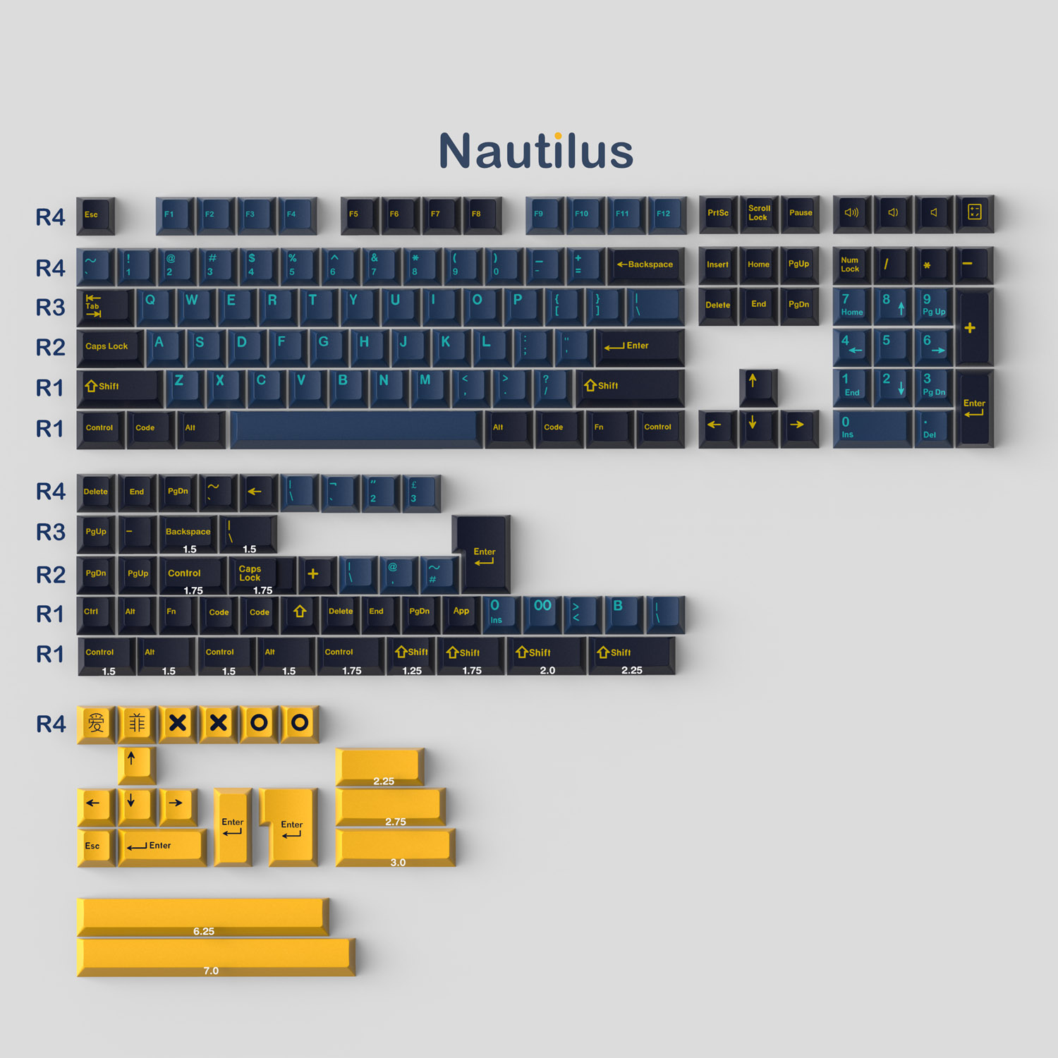 Teclado mecánico para Gaming GMK Merlin/Olivia/Aero, 173 teclas, perfil Cherry, doble disparo, para GMMK pro NJ68: Nautilus