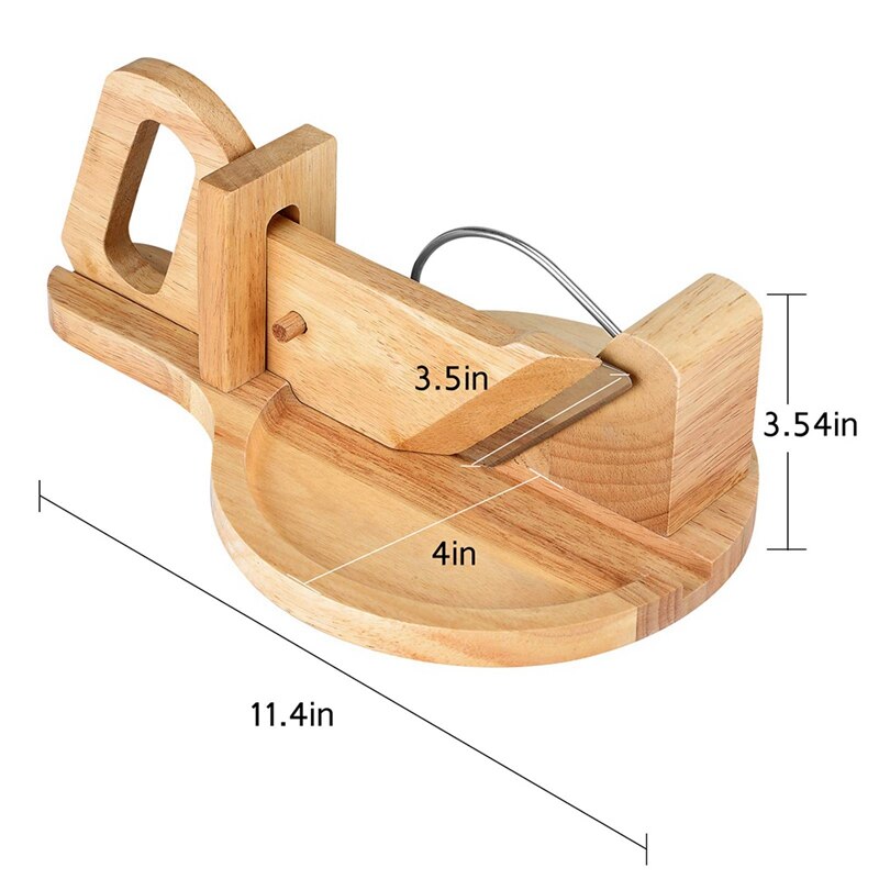 Wooden Sausage Salami Guillotine Slicer Cutter with Blade& Safety Lock Peg, Food Cutters Kitchen Gadget for Home