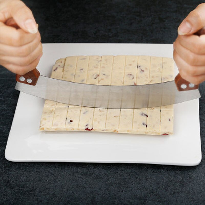 Cortador de turrón crujiente, cuchillo oscilante para galletas, Pizza, cortador de arco de acero inoxidable, cortador de doble Bing, herramientas para hornear