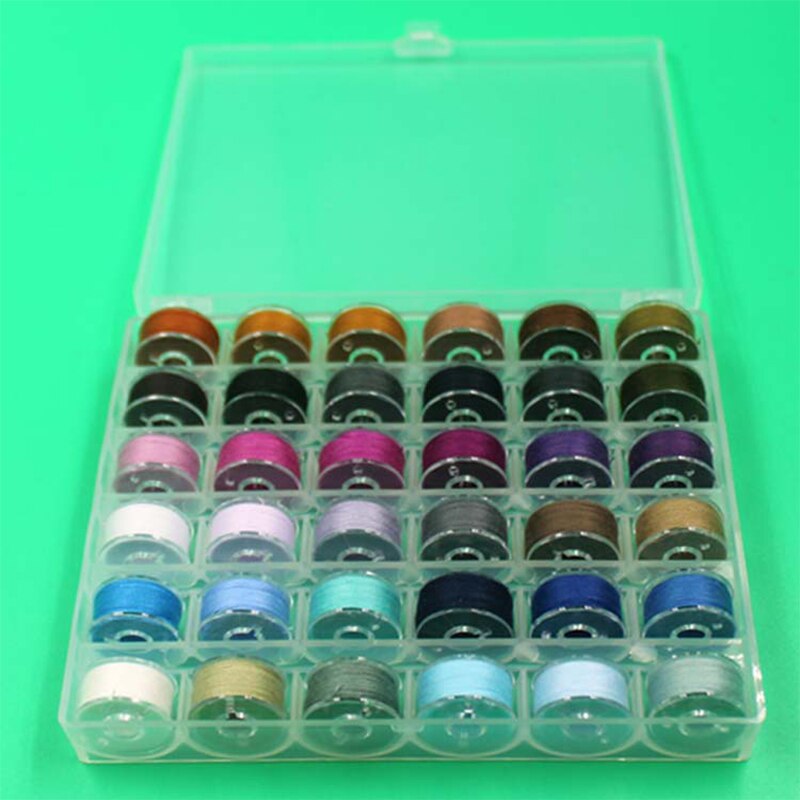 Transparent bobbin box with thread 36 cells bobbin 36 color high sewing thread boxed bobbin: Cool color