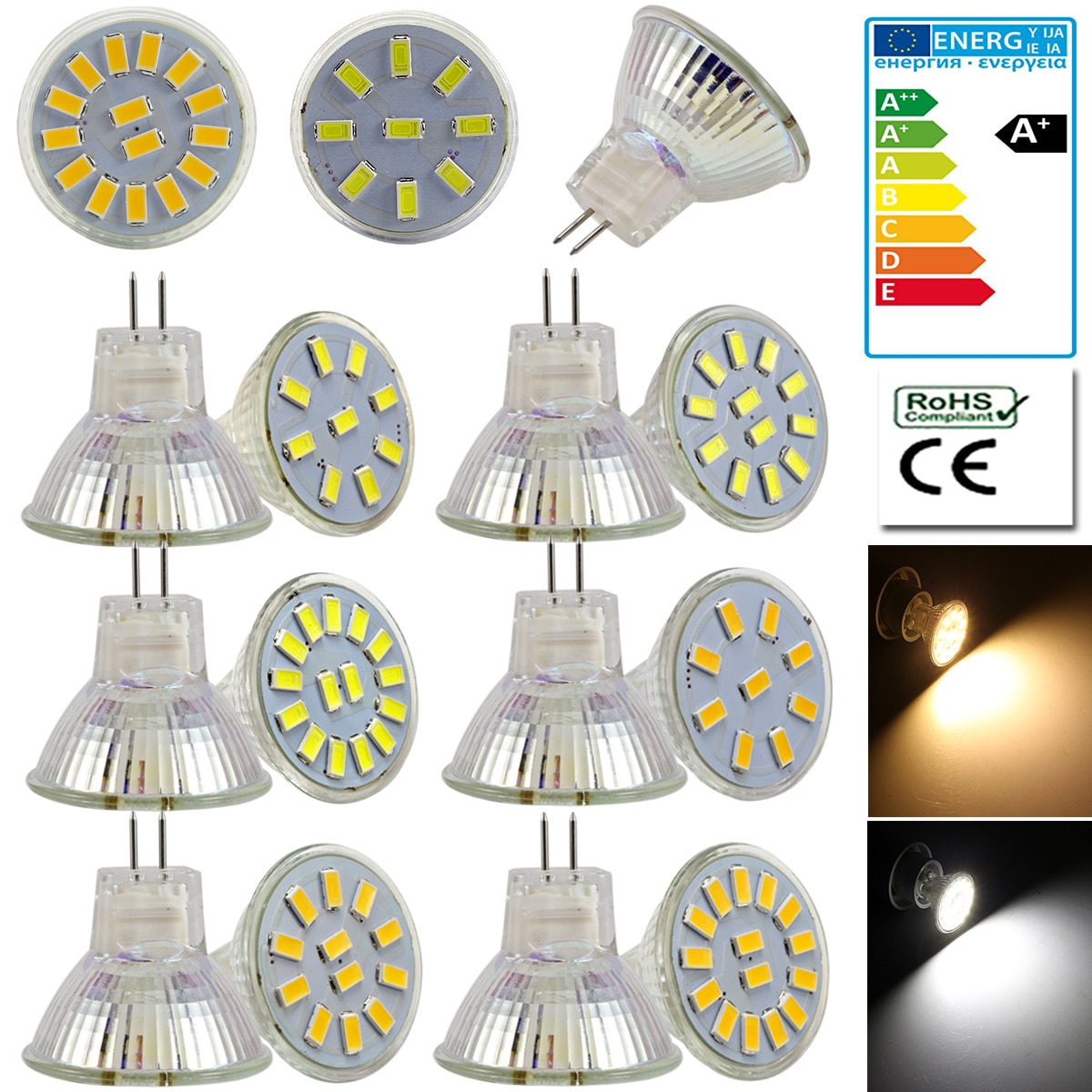12-30V CA/CC MR11 GU4 5733 SMD Led Spotlight 2 W/3 W/4 W LED lámpara de ahorro de energía foco blanco frío/cálido