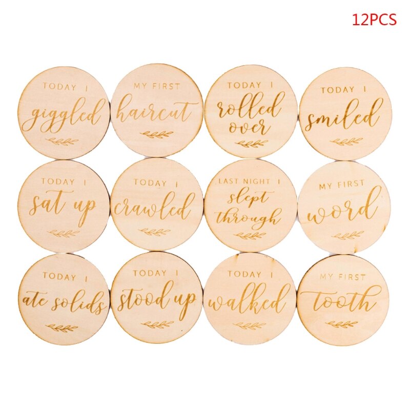 57EE 12 Pcs Baby Milestone Cards Wooden Commemorat... – Vicedeal