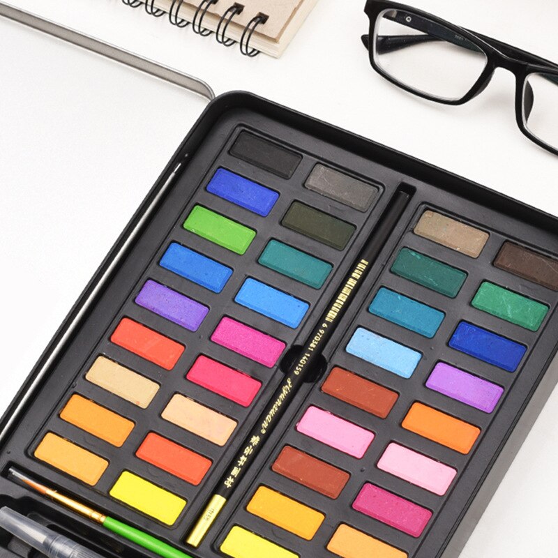 Solid 36-color Watercolor Paint Primary School Students Painting Sketch Set Beginner Children's Gouache Painting Box To Send Pen