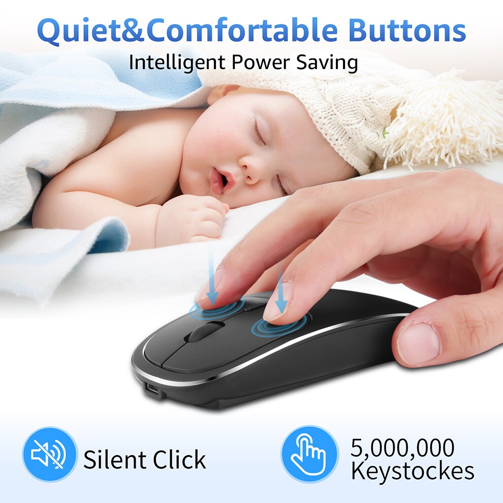 Jelly Comb USB C Wireless Mouse Rechargeable 2.4G Wireless Metal Mouse Slim Silent Type C Mice for Macbook Laptop Notebook PC
