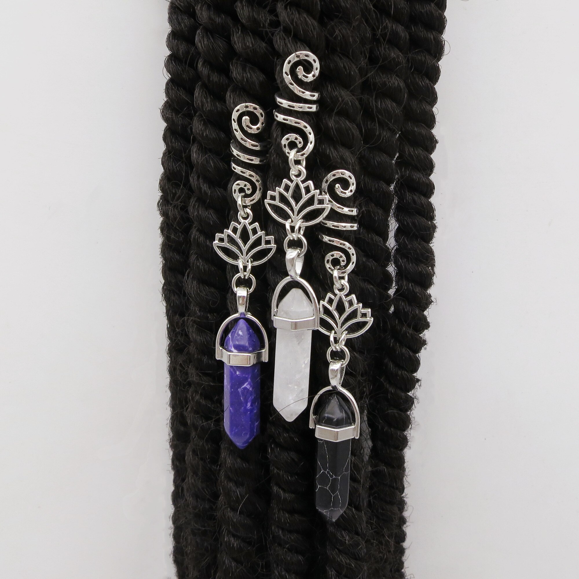 Breloques Viking en cristal pour hommes et femmes, 1 pièce, en spirale, pour tresser la barbe, perles, anneaux tubes, accessoires pour cheveux