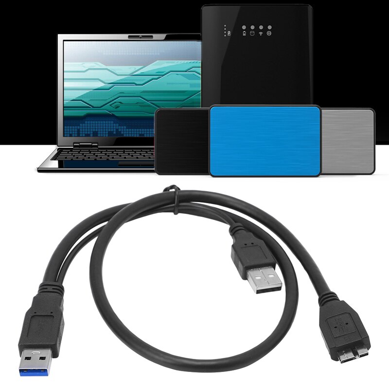 Usb 3.0 dupla potência y forma 2 x tipo a para micro b cabo disco rígido externo