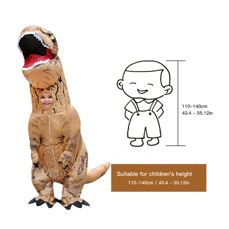 Opblaasbare Dinosaurus Kostuum voor Purim Kids Volwassen T REX Halloween Cosplay Party Opblaasbare Kostuum Mascotte Party Dinosaur Kostuum: Kid-brown