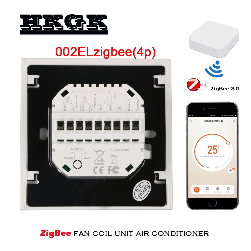 ZigBee Smart Thermostat Programmable 2P 4P fan coil Temperature Controller Compatible with Tuya APP Remote Alexa Google Control