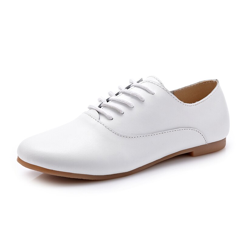 Brand Vrouwen Flats Lace Up Casual Oxfords Ballerina Vrouwelijke Casual Schoenen Mocassins Wit Schoenen Lu7 35: white / 7
