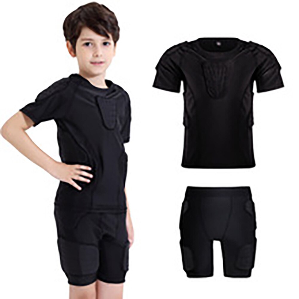 Children's Boy Thicken Sports Shirt Shockproof Football Basketball Protective Gear Chest Rib Armor Hip Back Protector Crash Suit