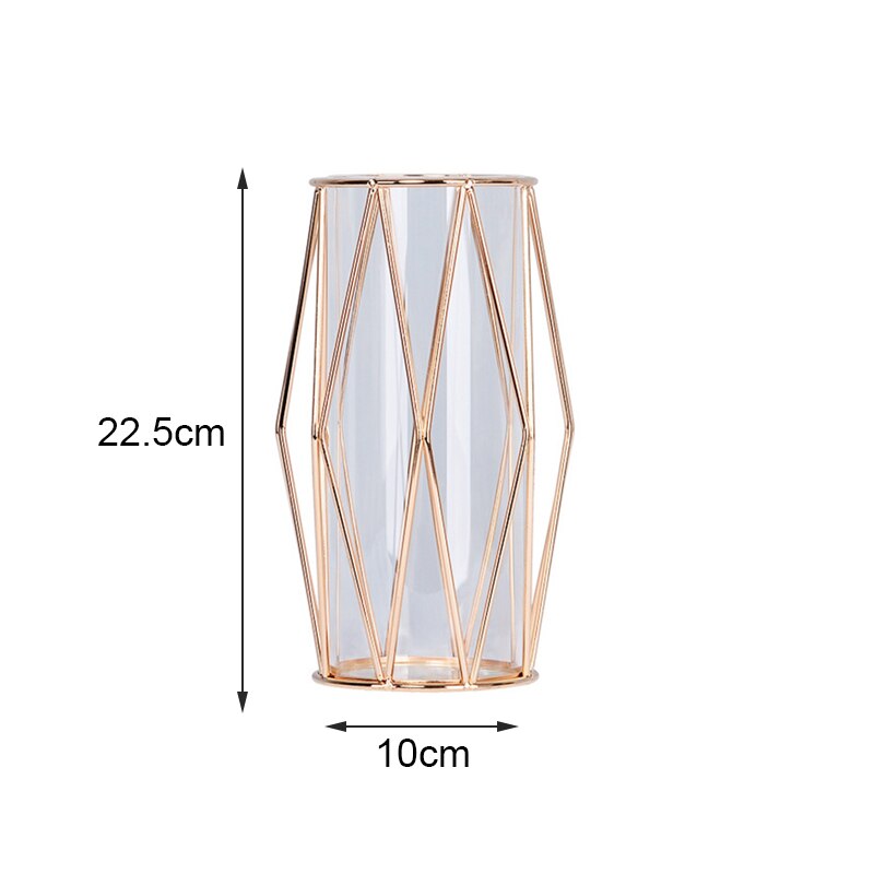 nordycki latarnia w kształcie żelaza Sztuka szklany wazon pozłacany wazon na kwiaty Tabletop kwiat w wazonie garnek Dom dekoracje ślubne: D-złoto