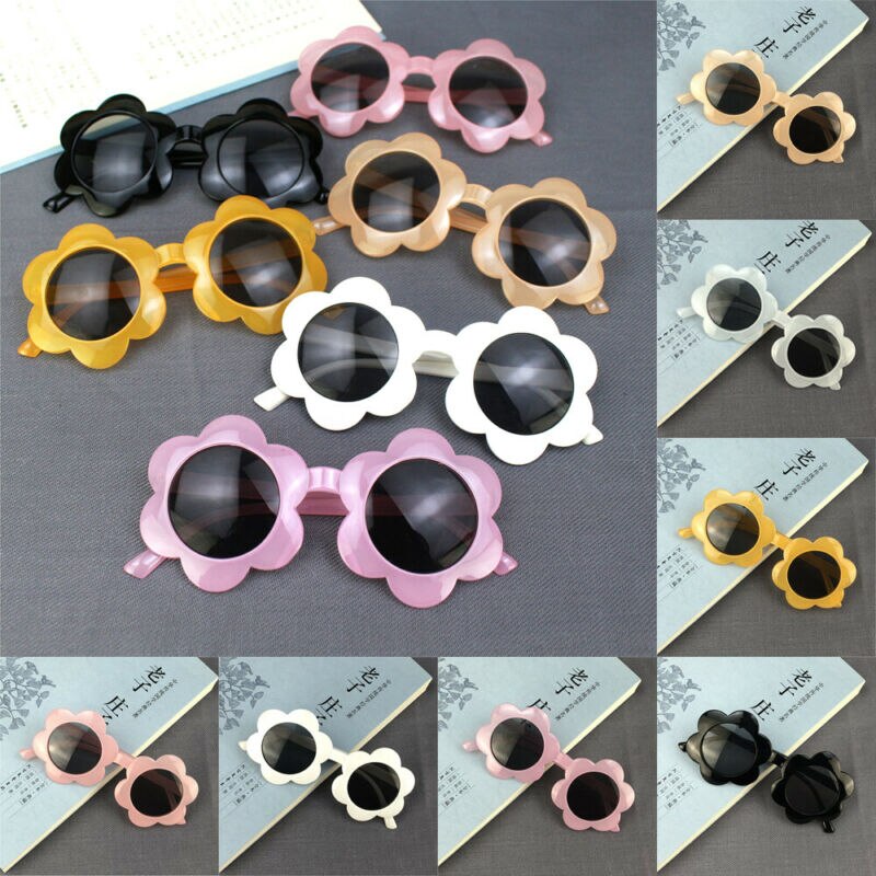 Gafas de sol con montura de flores para bebés y niños pequeños, lentes de sol Unisex con montura de flores, redondas, Anti-UV, para exteriores