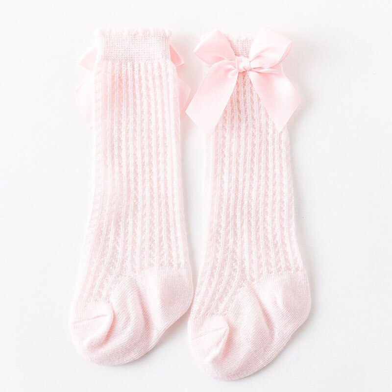 Bear Leader 2022 Lente En Zomer Baby Baby Sokken Spanje Grote Boog Mode Leuke Meisje Mesh Buis Sokken knie Losse Sokken: AH8150pink / S