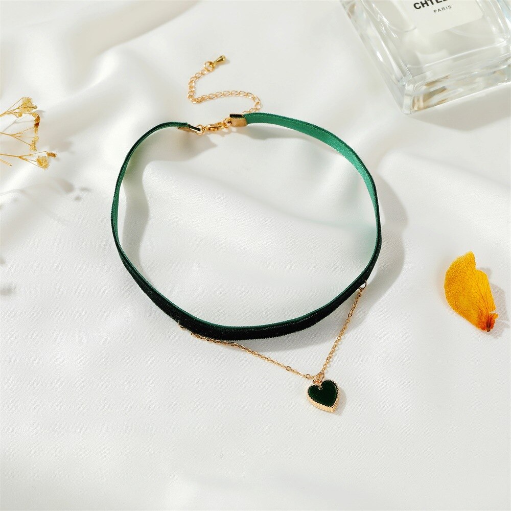 Collares de Gargantillas de corazón multicapa para mujer, Collar con colgante de corazón de cadena corta, joyería, bisutería