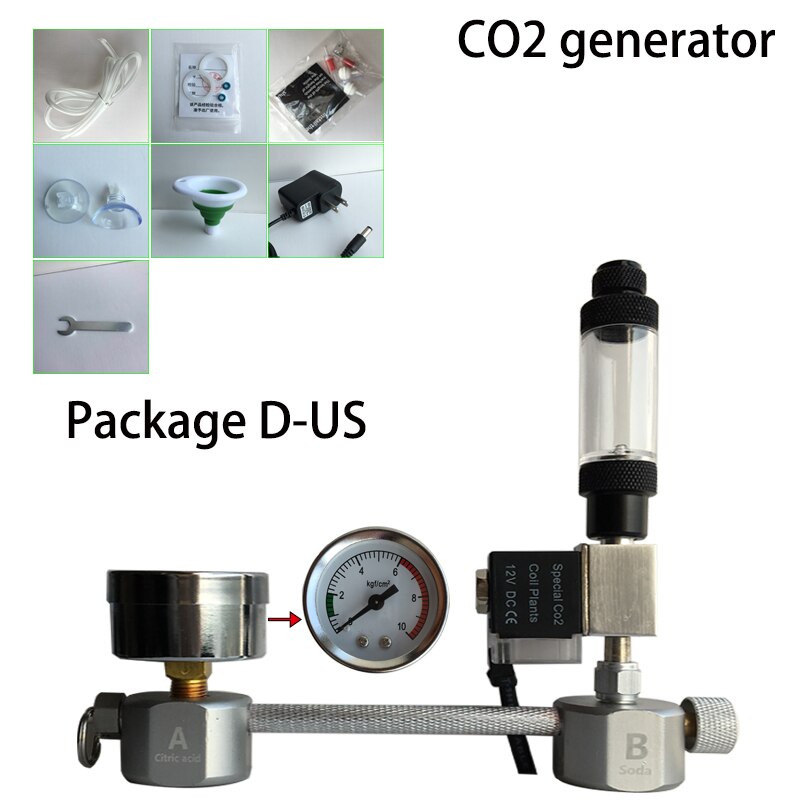 Aquarium CO2 Regulator System Kit co2 Diffuser Generator with Valve Bubble Atomizer Solenoid Fish Tank Carbon Dioxide For Plants: D-US