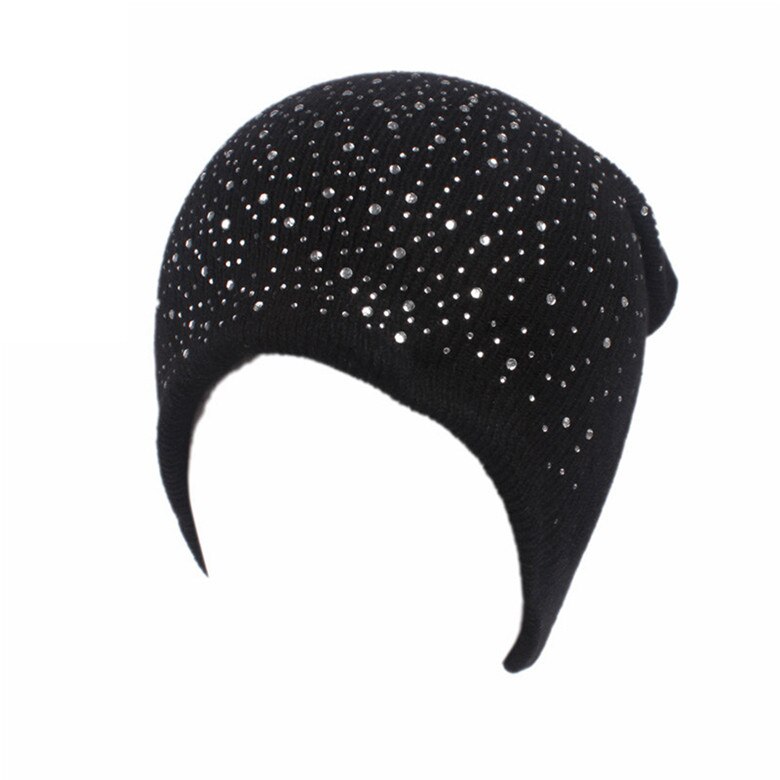 Skimutsen merk sterren ruit gebreide mutsen mutsen effen kleur muts skullies lente winter hiphop mutsen: Zwart
