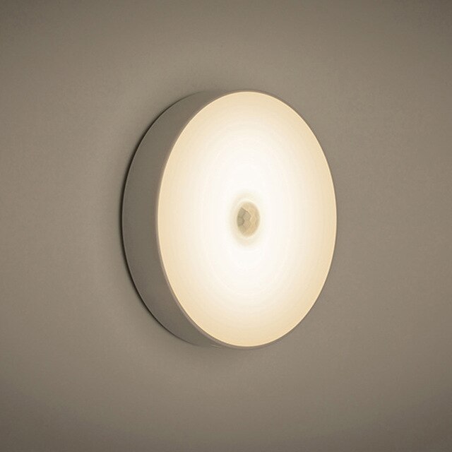 6 leds trådløs nattelys bevægelsessensor automatisk tænd/sluk for soveværelse trapper skab garderobe usb genopladeligt led væglampe: Varm hvid