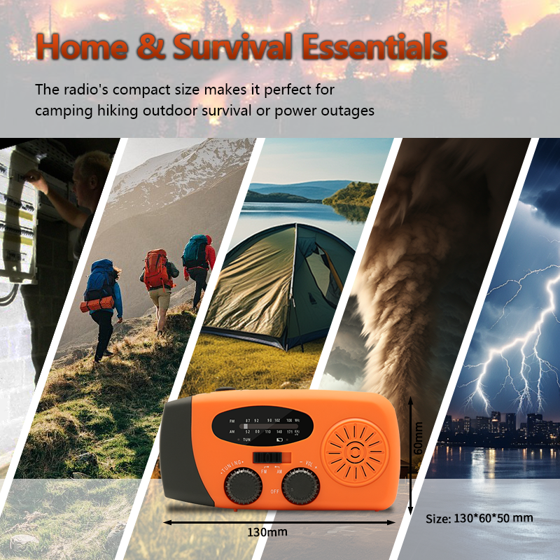 AM/FM/NOAA Awaryjne radio pogodowe z korbą ręczną Solarny radio pogodowe Przenośny power bank z baterią słoneczną do ładowania