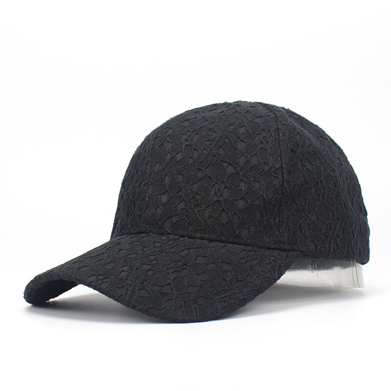 Zomer Kant Baseball Hoed voor Vrouwen Ademend Mesh Meisjes Snapback Hiphop Mode Vrouwelijke Dad Caps Verstelbare Botten: Black