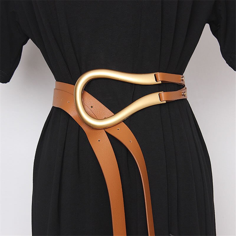 XITAO Vrouwen Mode Riemen Metalen Gebogen Grote Hoefijzer Gesp Geïmporteerd Microfiber Leer Dubbele Riem Toevallige Riemen DMY1859