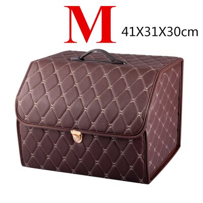 PU Leather Trunk Organizer Folding Storage Box Car SUV Trunk Organizer Stroage Bag Auto Interior Car Accessories: M coffee