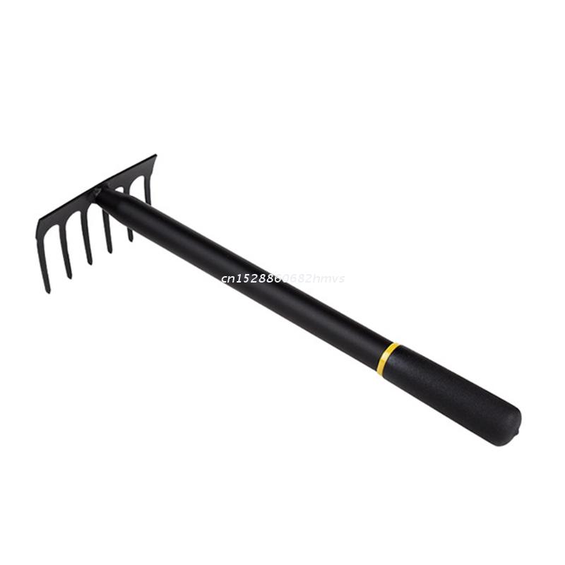 Kleine Rechen 6 Zinken dauerhaft Garten Hand Rechen Komfortable Griff Mangan Stahl