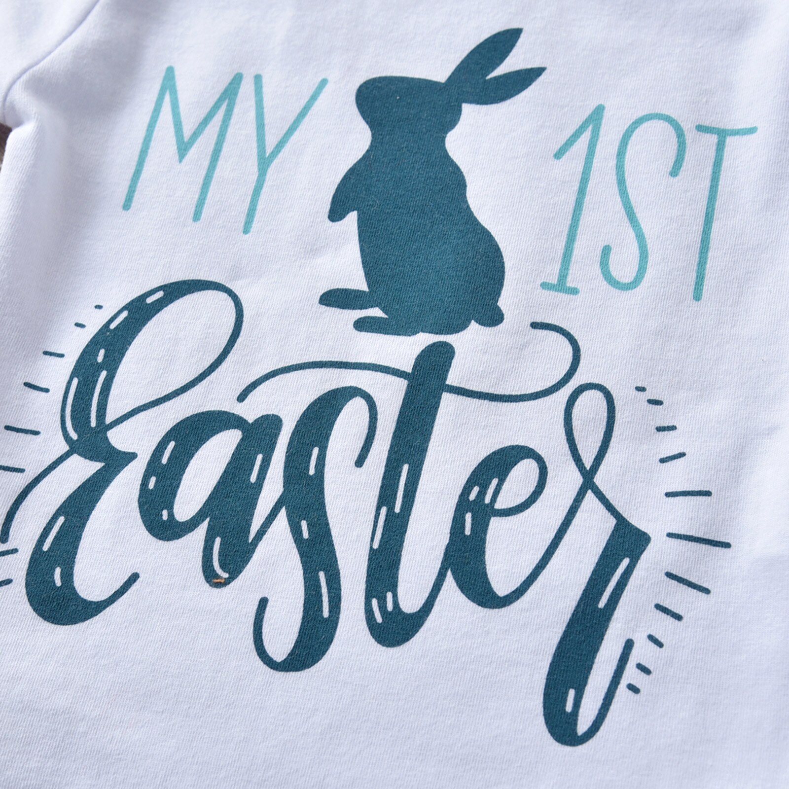 3PCS My First Easter Toddler Newborn Baby Girl Boy Easter Outfits Set Short Sleeve Bunny Tops+Print Pants+Hat Summer Clothes Set