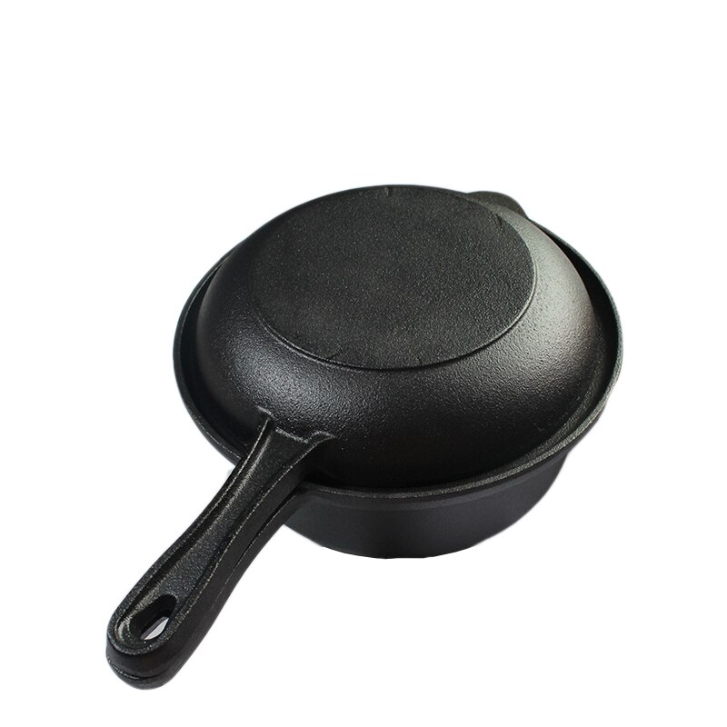 22cm cast iron uncoated frying pan multi-function casserole pot