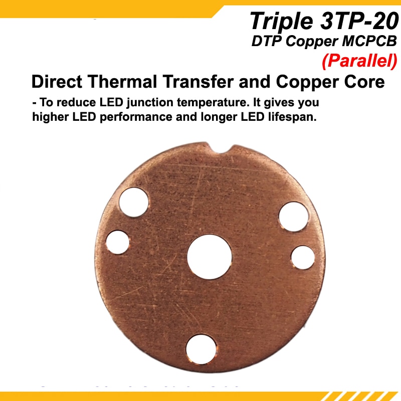 KDLITKER Triple 3TP-20 DTP Copper MCPCB for Cree XP Series / Nichia 219 Series / 3535 LEDs - Parallel or Individual ( 5 pcs )