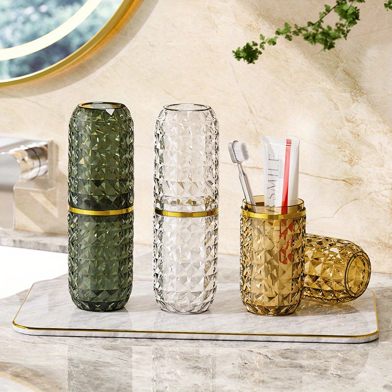 Luxury Travel Toothbrush Box With Mouthwash Cup Convenient Brushing Cup And Toothwash Tooth Cylinder For Bathroom Essentials