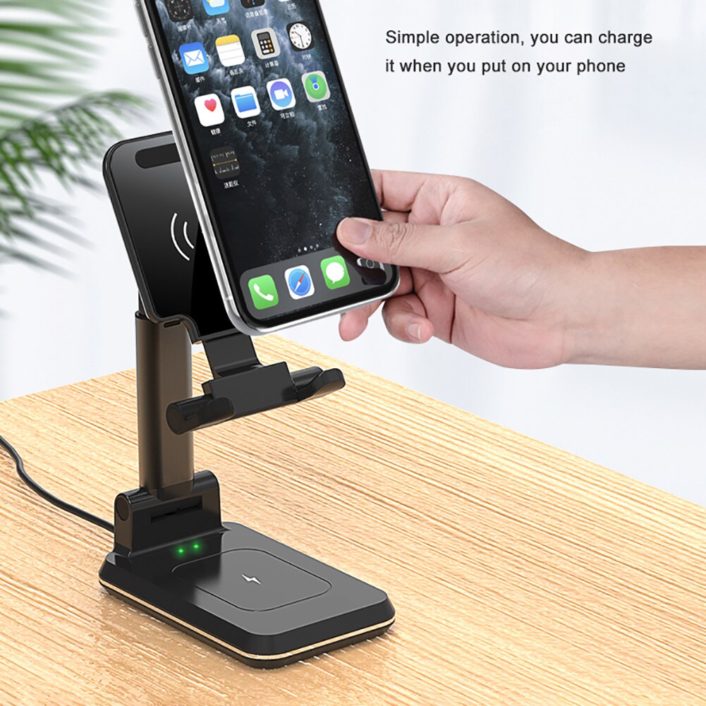 2 in 1 Wireless Charging Tablet Phone Stand 10W Holder Folding Adjustable Earphones Charging Box Portable Mobile Phone Charger